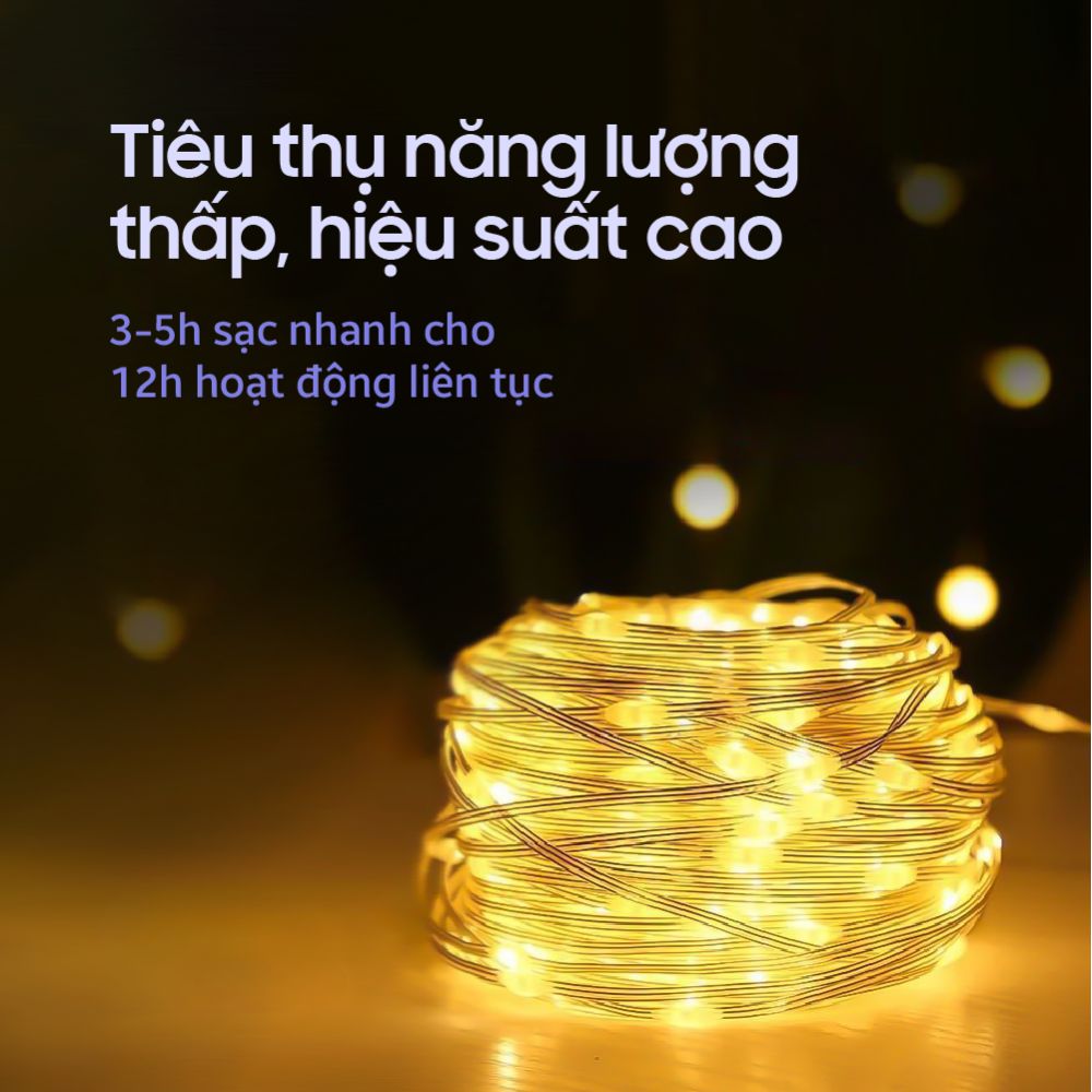Dây Đèn LED Hạt Gạo Năng Lượng Mặt Trời DSV01 Trang Trí Sân Vườn CABIQ
