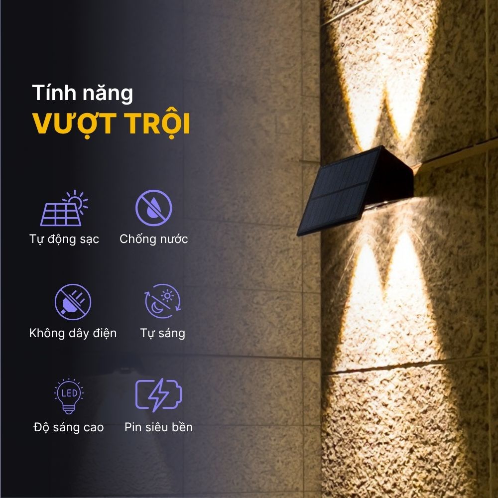 Đèn Hắt Tường Năng Lượng Mặt Trời DSV04 Trang Trí Ngoại Thất Đẳng Cấp CabiQ