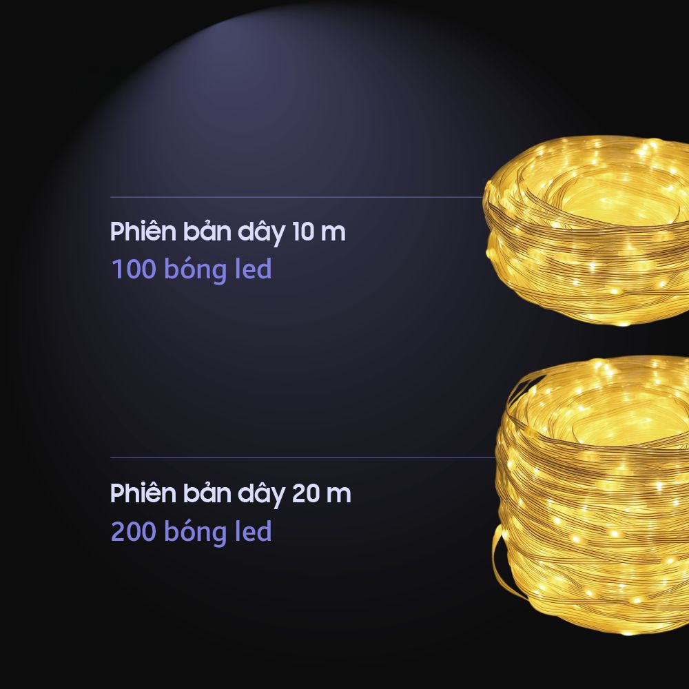 Dây Đèn LED Hạt Gạo Năng Lượng Mặt Trời DSV01 Trang Trí Sân Vườn CABIQ