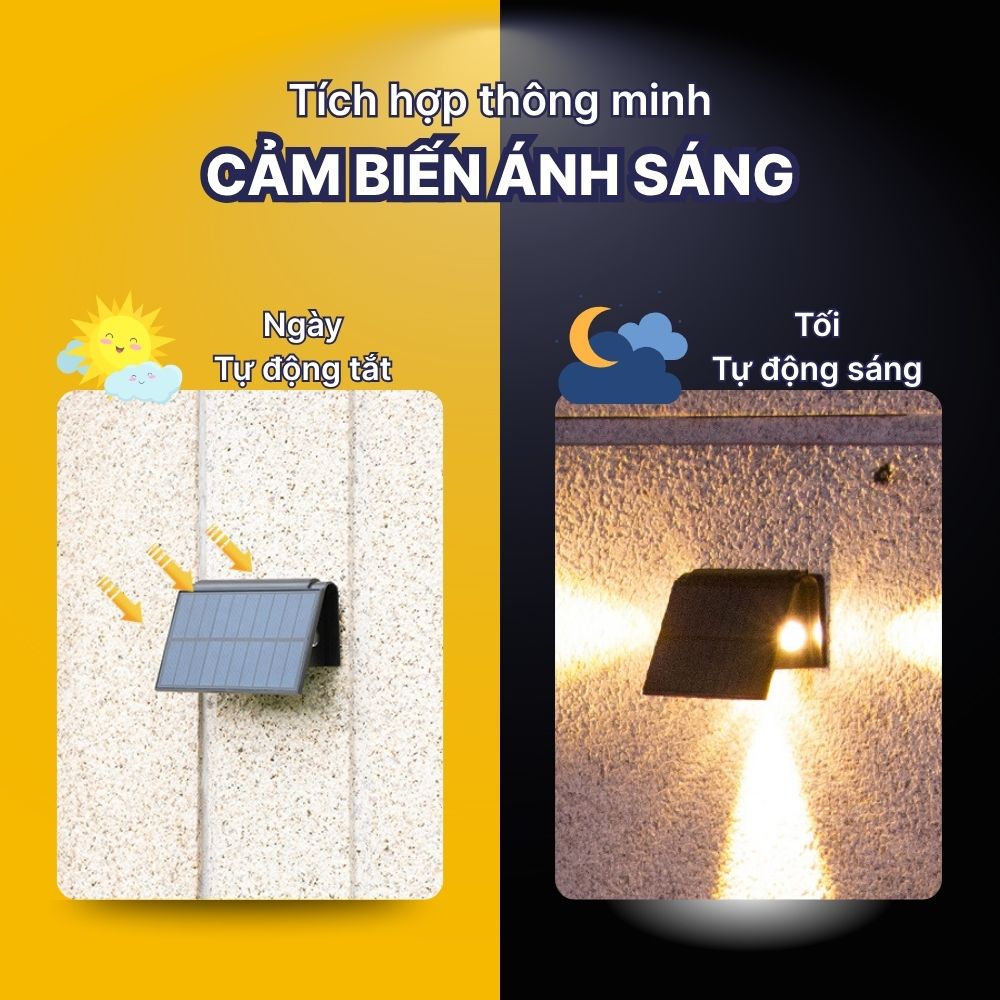 Đèn Hắt Tường Năng Lượng Mặt Trời DSV04 Trang Trí Ngoại Thất Đẳng Cấp CabiQ