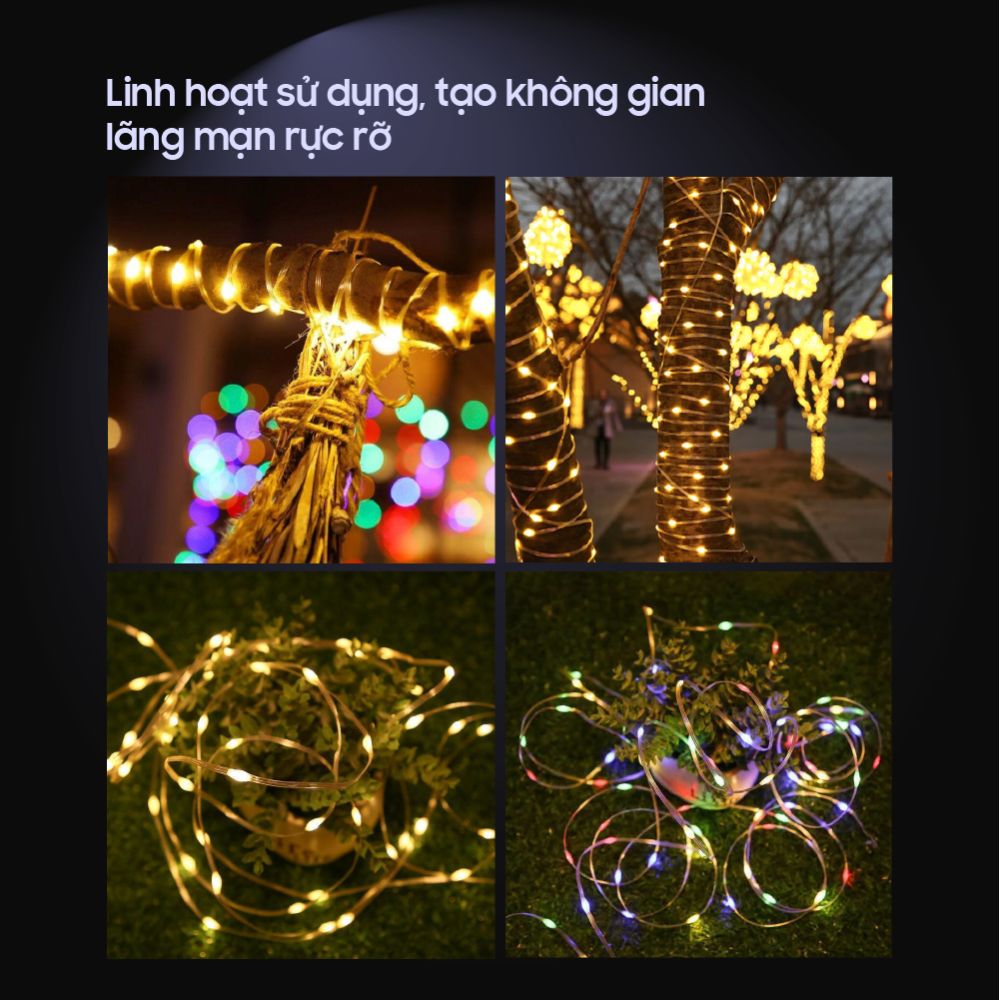 Dây Đèn LED Hạt Gạo Năng Lượng Mặt Trời DSV01 Trang Trí Sân Vườn CABIQ