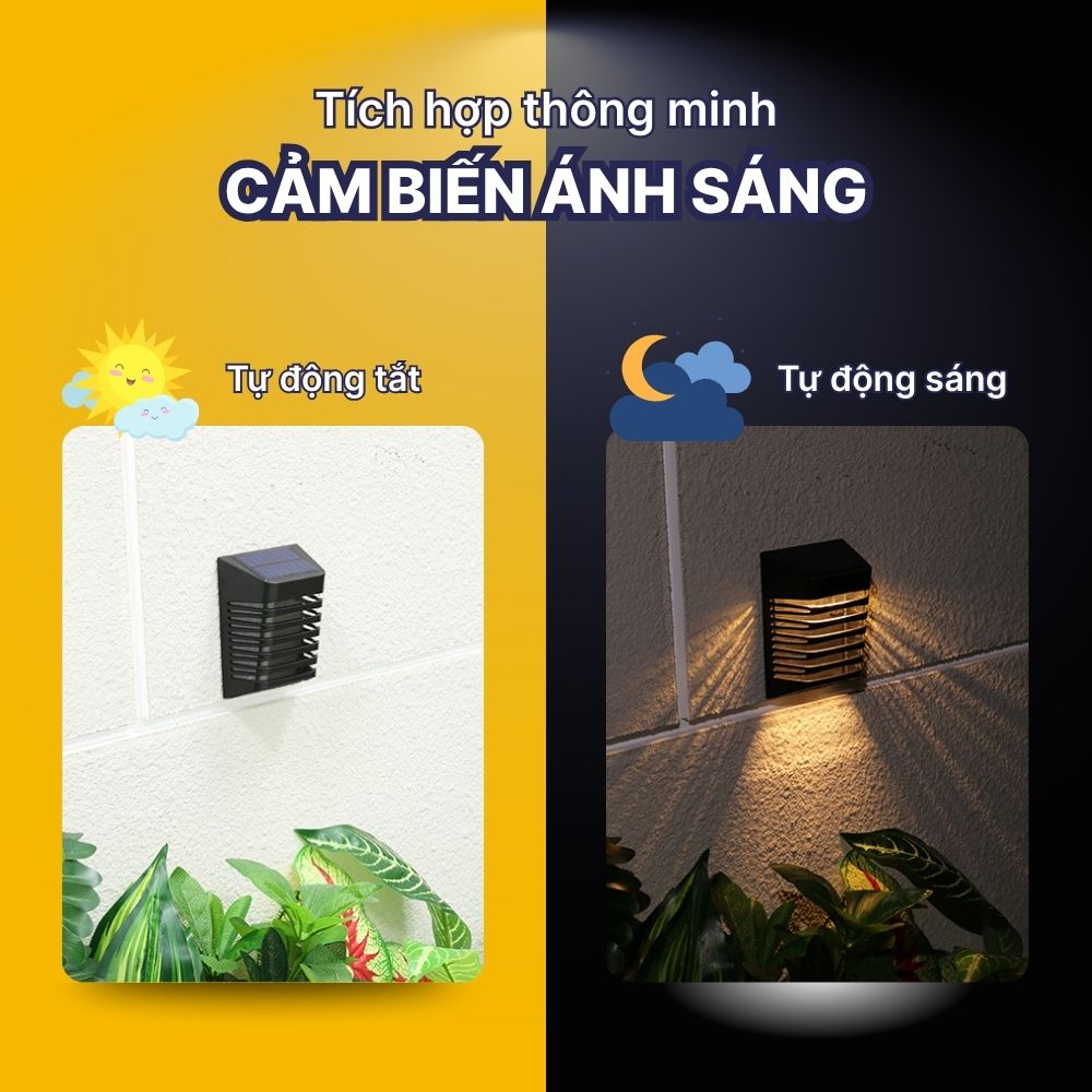 Đèn Hắt Tường Năng Lượng Mặt Trời DSV03 Trang Trí Ngoài Trời CabiQ