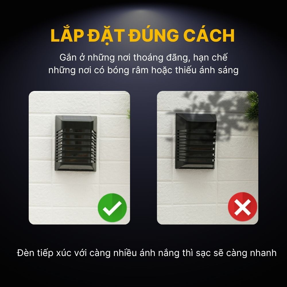 Đèn Hắt Tường Năng Lượng Mặt Trời DSV03 Trang Trí Ngoài Trời CabiQ