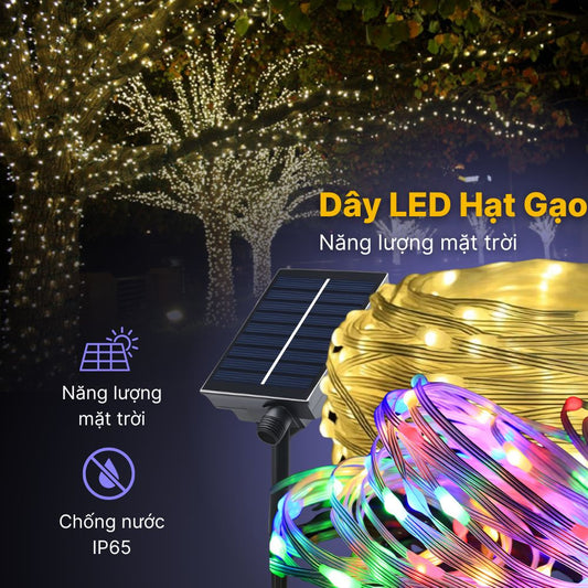 Dây Đèn LED Hạt Gạo Năng Lượng Mặt Trời DSV01 Trang Trí Sân Vườn CABIQ